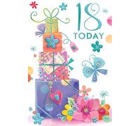 18th Age 18 Today Bright Presents Female Happy Birthday Card Lovely Verse