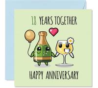 18th Anniversary Card for Women Men - 18 Years Together - Happy 18 Year Anniversary Card for Partner Girlfriend Boyfriend Husband, 145mm Wedding Anniversaries Greeting Cards