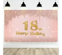 18th Birthday Backdrop for Girls - Rose Pink Banner Party Decorations | 6x3.6Ft Gold Glitter Drip Crown Background for 18 Coming of Age Adults Wall Decor Female Birthday Celebration Photo Booth