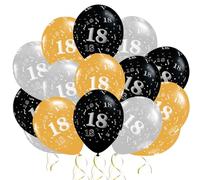 18th Birthday Balloons,15pcs Gold Silver Black Birthday Metallic Balloons for Women Men Birthday Party