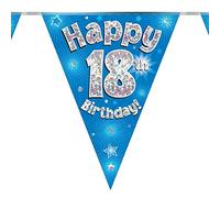 18th Birthday Blue Birthday Party Flag Banner Bunting Age 18