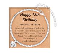 18th Birthday Bracelet Gifts for Girls Silver Bead Bracelet Jewellery with Heart Presents for 18 Year Old Girls Sweet 18 Birthday Card Gift Ideas for Daughter Sisters Niece Granddaughter Friends