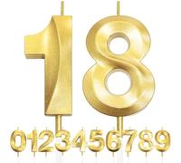18th Birthday Candle, 3D Design Gold Glitter Number Candles, Cake Topper Decorations, Cake Candle for Birthday Party, Wedding Anniversary, Baby Shower, Party Decoration