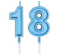 18th Birthday Candles Cake Number Candles Happy Birthday Cake Topper Decorations for Birthday Wedding Anniversary Celebration Supplies (Blue)