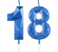 18th Birthday Candles for Cake,Royal Blue Number 18 Candle Decorations Birthday Party,3D Design Birthday Candle for Girls Boys 18th Birthday Theme Anniversary Supplie Decorations