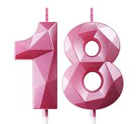 18th Birthday Candles for Cakes Number Candles Pink Cake Candles for Anniversary Birthday Party Decorations Cake Toppers 18th Birthday Cake Candles