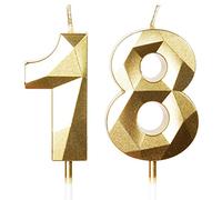18th Birthday Candles, Number 18 Candle, Gold Candles, Birthday Candle for Cake, Happy Birthday Candle, Cake Candles Cake Topper Decorations for Birthday Party Wedding Anniversary Celebration Supply