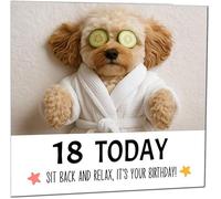 18th Birthday Card - Cavapoo Dog Relaxing Spa Cute Cavapoo Funny Birthday Card for 18 Year old teenage Kids Eighteen, Eighteenth