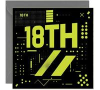 18th Birthday Card for Boys - Modern Gamer Computer Sci fi Green Black Design
