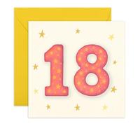 18th Birthday Card for Her Him - 18" with Stars -Gifts for Teenagers, Son, Daughte, Niece, Nephew, Grandson, Granddaughter, Brother, Sister - Turning Eighteen - Comes with Envelope and Stickers