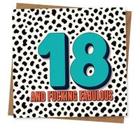 18th Birthday Card for Her or Him, 18 and F*cking Fabulous Funny Leopard Print Age 18 Greeting Card