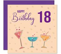 18th Birthday Card for Women - Cocktails - Any Age ladies Birthday Card for 18 Year old teenage Kids Eighteen, Eighteenth