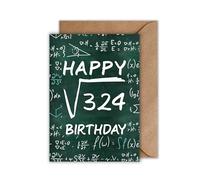 18th Birthday Card with Envelope - Funny Birthday Card Maths "Happy Square Root of 324 Birthday" Greeting Card Mathematics Gift Card for Eighteenth Birthday Happy Birthday Card (DIN A6)