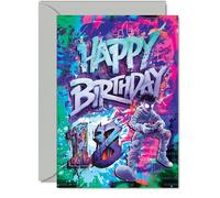 18th Birthday Cards for Men Women - Epic Gamer - Happy Birthday Card for 18 Year Old Man Woman Daughter Uncle Niece Son, A5 Bday Greeting Cards