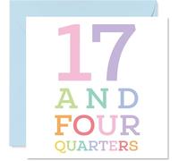 18th Birthday Cards for Women Men - 17 and four quarters - Happy Birthday Card for 18 Year Old Woman Man Daughter Uncle Niece Son, 145mm Bday Greeting Cards