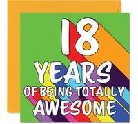 18th Birthday Cards for Men Women - Rainbow Awesome - Happy Birthday Card for 18 Year Old Man Woman Daughter Uncle Niece Son, 145mm Bday Greeting Cards