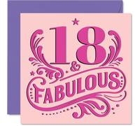 18th Birthday Cards for Women - Fabulous - Happy Birthday Card for 18 Year Old Woman Sister Daughter Granddaughter Auntie, 145mm Bday Greeting Cards