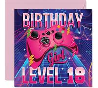 18th Birthday Cards for Women - Gamer Level - Happy Birthday Card for 18 Year Old Woman Sister Cousin Daughter Granddaughter, 145mm Bday Greeting Cards