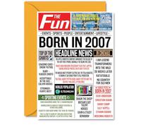 18th Birthday Cards for Women Men - Born In 2007 Newspaper - Happy 18 Birthday Card for Daughter Son Cousin Vintage Retro Back In 2007, A5 Bday Greeting Cards