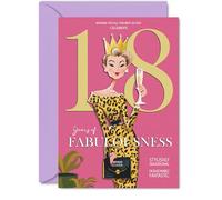 18th Birthday Cards for Women - Years Of Fabulousness - Happy Birthday Card for 18 Year Old Woman Friend Granddaughter Sister Colleague, 5x7 Inch Bday Greeting Cards