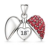 18th Birthday Charm for Pandora Bracelet - 'Sparkling Red Crystal Heart'