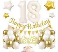 18th Birthday Decoration, 18th Birthday Boy White Gold, Birthday Decoration 18 Years Boy, Balloons 18th Birthday Happy Birthday Garland Balloon 18 Decoration for Birthday, Birthday Decoration Boys 18