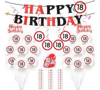 18th Birthday Decoration Set for Men & Women - Complete Set with Garlands, Balloons, Banners & Traffic Sign Decoration | 18th Anniversary Decoration | Birthday Party Decoration