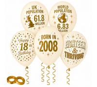 18th Birthday Decorations, 30 Pack, 12 Inch Birthday Balloons, Cream Gold | For an at-home party, venue or photo backdrop, printed details add a personal touch around the cake table or entrance.