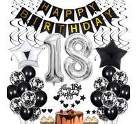 18th Birthday Decorations - Black & White Party Pack for Boys & Girls, Includes Cake Decorations & More