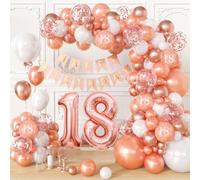 18th Birthday Decorations for Women, Rose Gold Balloons Garland Arch Kit Party Decorations with Number 18 Foil Balloon Happy Birthday Banner, Rose Gold Decor for 18th Birthday Party