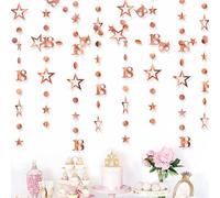 18th Birthday Decorations Hanging Swirls Decorations Rose Gold Number 18 Circle Dots Star Garland Party Decorations Metallic Hanging Streamer Banner Shiny Hanging Swirls for Birthday Party Supplies