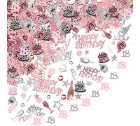 18th Birthday Decorative Confetti Probuk 20g Pink and Silver Birthday Decorative Confetti, Shiny Multi-Coloured Scatter Confetti for Table Decorations, Gift Bags, Invitations, Cake Stands