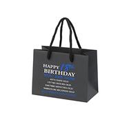 18th Birthday Gift Bags - Black Paper With Handles for Women Men - Small Eco Friendly Recycled Presents Bag in Blue