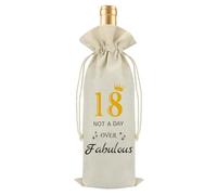 18th Birthday Gift Cotton Linen Wine Bag, Decorative Wine Bottle Bag,18th Birthday Party Supplies for Girls,Drawstring Jute Bags,Birthday Gifts for Best Sister Friends,2006 Birthday Gifts