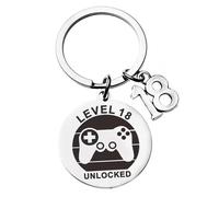 18th Birthday Gift for Boys, Gaming Keyring, Stainless Steel Keepsake | 18 Year Old Birthday Present for Son, Brother, Best Friend