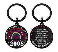 18th Birthday Gift for Boys Girls, 18 Years Old Birthday Gift, Born in 2008 | Gift Ready for Car Keyring, House Key & Backpack Decoration, Stainless Steel, Double-Sided Engraved, Silver, Rust-Proof