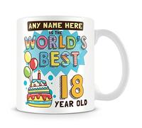 18th Birthday Gift for Men - Personalised Mug/Cup - Add Name - Worlds Best Design - Blue
