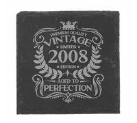 18th Birthday Gift for Men Vintage 2008 Aged to Perfection Engraved Slate Coaster Present for 18 Year Old Etched Natural Slate Placemat (Square Slate)