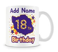 18th Birthday Gift for Women and Men - Personalised Mug/Cup - Add Name - Stars Design