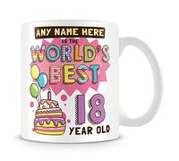 18th Birthday Gift for Women - Personalised Mug/Cup - Add Name - Worlds Best Design - Pink