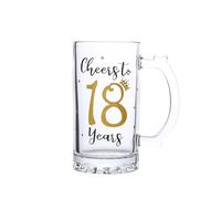 18th Birthday Gift，Men and Women Cheering 18th Birthday Beer Mugs，Cheers to the 18th Anniversary Beer Glass，18th Birthday Party Wedding Anniversary Decorative Gift, 18 Ounce (Cheers to 18 Years)