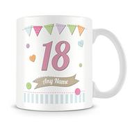 18th Birthday Gift- Personalised Mug/Cup - Add Name - Birthday Shabby Chic Design