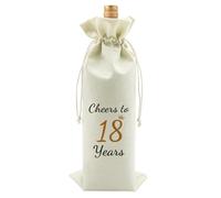 18th Birthday Gift Wine Drawstring Bag Happy 18th Birthday Presents for Daughter Son Granddaughter Sister Niece Friend 18 Years Anniversary Wedding Gifts Decorative Wine Bottle Bag