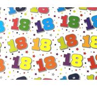 18th Birthday Gift Wrapping Paper Gift Wrap 2 Sheets & Matching Tag for 18th Birthday Gifts for Men & Women. Made in UK