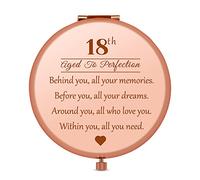18th Birthday Gifts for Daugter Sister Granddaughter Niece Bestie, Rose Gold Travel Compact Mirror Gifts for 18 Years Old Girls, 18th Inspirational Birthday Gift for Girls, 18th Present for Her