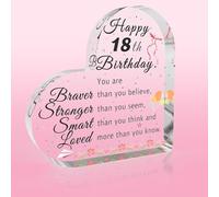 18th Birthday Gifts for Girls Boys Heart Shaped Acrylic Plaque Keepsake,Unusual 18th Birthday Presents Best Gifts for Sister Friends Daughter 18 Year Old Girls