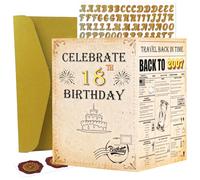 18th Birthday Gifts for Girls Boys, Vintage 18th Birthday Card with Gold Stickers Envelope Seal, Fun Facts & Statistics about the US in 2007 Jumbo A4 Size 18 Year Milestone Party Bday Card, Fun Gifts