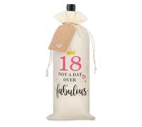 18th Birthday Gifts for Girls, Decorative 18th Birthday Wine Bottle Bag with Tag and Drawstring