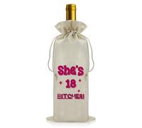 18th Birthday Gifts for Girls Drawstring Wine Bottle Bag Turning 18 Gift for Daughter Niece Granddaughter Funny Birthday Gifts for 18 Year Old Girl Sister Friend Bestie Reusable Wine Bottle Covers