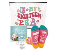 18th Birthday Gifts for Girls, Exquisite Makeup Bag & Pink Stone Bracelet Set with Blessing Card & Keychain - Perfect 18th Birthday Gifts for Her, Daughter, Best Friend or Sister
